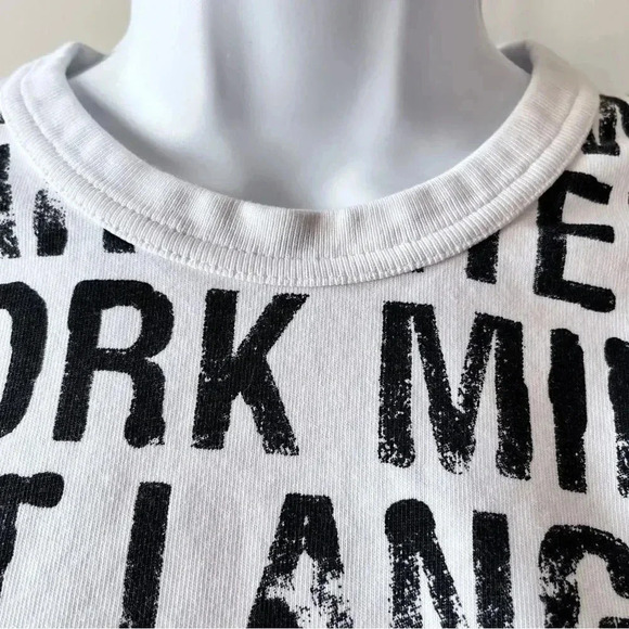 Helmut Lang WomenâsâUpcycled All Over Logo Cropped Short Sleeve Cotton T-shirt S - Picture 4 of 11